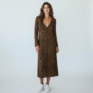 Mara Hoffman Naliyah Brown Leopard Maxi Dress NWOT - Size 4